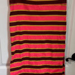 Aerie Striped Midi Pencil Skirt Ribbed Pink Side Slit Summer Funky Retro Large Photo 0
