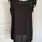 Apostrophe  Top Black Boat Neck Short Studded Sleeve Bands Women's Size S/C Photo 0