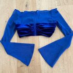 Miss Circle Brucie Royal Blue Velvet Mesh Long Sleeve Crop Top Size XS Photo 4