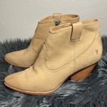 Frye  Reina Side Zip Western Ankle Bootie Distressed Size Beige Size 7.5 Photo 1
