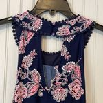 Three Pink Hearts  Navy Blue Paisley Floral Mini Dress | Size XL JUNIORS Photo 4