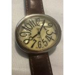 Collezio Quartz Watch White‎ Pearlized Dial Silver Tone Case Brown Leather Band Photo 2