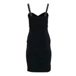 Parker Black Twist Front Bodycon Dress W/ Beaded Sleeves Photo 2