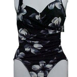 MiracleSuit  it’s a wrap thick strap wired cups size 14 black floral slimming Photo 2
