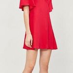 Free People Dress Be My Baby Ruched Mini Flutter Sleeves Covered Button Back Red Photo 0