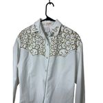 j lynns Glitzy Apparel Womens White Long Sleeve Western Shirt Medium Gold Swirls Size undefined Photo 1
