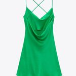 ZARA Green Satin Effect Mini Summer Party Dress Photo 3