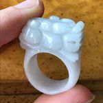 Natural Jade Dragon Ring Discounted Size 8 White Photo 0