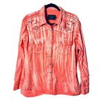 Cowgirl Hardware Pink Peach Western Embroidered Snap Button Up Sz XL Orange Photo 0