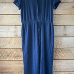 Frye Women’s Large Short Sleeve Utility Jumpsuit Blue Navy Comfortable Stretchy Photo 3