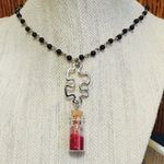 Puzzle Piece Red Glitter Wish Necklace Photo 3
