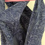 American Vintage Vintage Dress Size Small Fish Navy Blue Keyhole Wrap Neck Polyester Midi/Maxi Photo 7