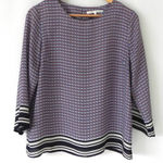 Violet+Claire Purple Gray Pattern Boxy Blouse 3/4 Sleeve Photo 0