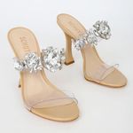 Schutz Laureen Light Nude Vinyl and Rhinestone High Heel Sandals Photo 0