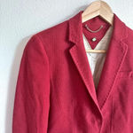 Massimo Dutti  | Dark Red Blazer Cotton Wool Stitch Detail | Size 2 Photo 0