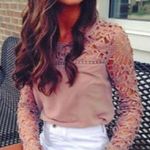 ✨Lace Long Sleeve Blouse✨ Orange Size M Photo 0