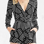 Motel Rocks Motel Black & White Striped Wrap Romper | S Photo 0