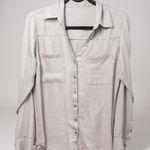 EXPRESS The Portofino Shirt Slim Fit Long Sleeve Button Up Gray Women's M Photo 0