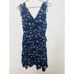 THAKOON Navy Lotus Print Shirred Waist Ruffled Hi Photo 3