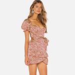 Majorelle  Shiloh Puff Sleeve Waist Tie Ruffle Mini Dress Red Leopard Size‎ Large Photo 4