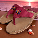 Jack Rogers  Patchwork Pink Leather Heart Sandals Size 9 Photo 0