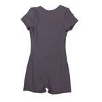 Qinsen Gray Athletic Romper Square Neck Short Sleeve Stretch Bodysuit Medium Photo 1