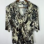 Brittany Black Top Petite PL Abstract Twist Y2K Earthy Glam Boho Indie Stretch Brown Size undefined Photo 0