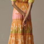 Farm Rio NWT  Floral Short-Sleeve Tiered Midi Dress, Size S Photo 2