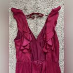 Parker  Boudoir Culotte Jumpsuit Ruffles Wide Leg Dots Cranberry Red Size Medium Photo 6