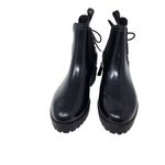 Mari A. Leather Lace Up Back Low Heel Mid Calf Boots Round Toe Black Size 7 Photo 2