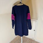 Sail To Sable  EUC Women's Navy Blue Sweatshirt Dress Pink Sleeve Stripes M Photo 5