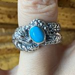 Sleeping Beauty Turquoise Sterling Silver Dragon Ring Size 6 Blue Photo 0