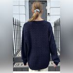 Brandy Melville  Brianna Cotton Cable Knit Fisherman Sweater - navy blue 1797 Photo 1