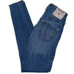 True Religion  Size 24 Medium Light Blue Wash Halle Mid Rise Raw Hem Skinny Jeans Photo 1