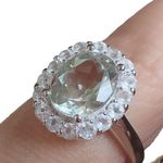 Amethyst Green  and White Topaz 925 Sterling Silver Ring Sz 6 Photo 4