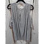 Max Studio Striped Cold Shoulder Top Plus Size 3X Black White Photo 4