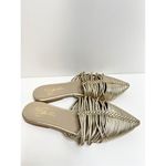 42 Gold Shoes Womens Size 5 Pointed Toe Metallic Leather Mules Photo 3
