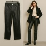 Princess Polly Black Faux Leather Pants Women’s 4 Vegan High Rise Straight Leg Photo 1