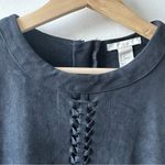 H&M Black Suede-Style Mini Dress Size 6 Retro 60s trendy flirty sexy polished Photo 2