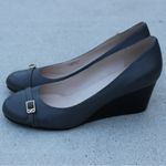 Cole Haan Gray Wedge Shoes with Rounded Toe and Gold Metal Accent Photo 3
