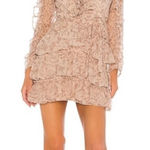 Bardot  Alessia Tan Frill Ruffled Long Sleeved Mini Dress Size Medium 8 Photo 0