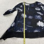 Simply Vera Wang Crinkle Floral Top Blouse Womens S Black 3/4 Handkerchief Hem Purple Photo 10