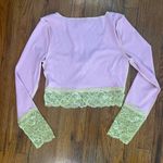 Urban Outfitters NWT  Pink and Yellow Lace Up Long Sleeve Top Photo 6