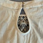 White House | Black Market  White Tank with Black and brown Lace Detail Photo 5