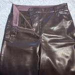 Babaton Aritzia Neo Vegan Leather Pants in Dark Chocolate Coffee Bean Sz 12 Photo 4