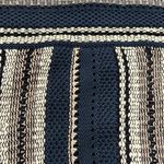 Tory Burch Knit Linen Blend Navy Blue Striped Crochet geometric Top Size XS Photo 6