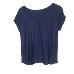 W5  Women's Embroidered Floral Blouse Size Small Navy Blue Short Sleeve Knot Hem‎ Photo 4