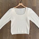 White + Warren 100% Cashmere Ribbed Scoop Neck Puff Sleeve Sweater Soft White XS Photo 1