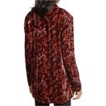 Free People  Crinkle Velvet Jacket Maroon Floral Open Front Boho Blazer Small Photo 1