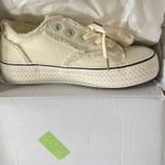 Butter Yellow Cream Distressed Canvas Platform Lace Up Sneaker 10.5 / EU 41 Photo 1